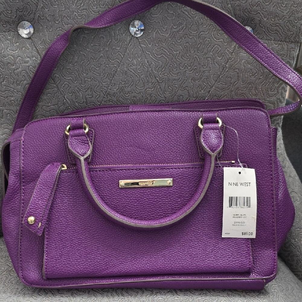 Nine West Mulberry Purple Shoulder Bag with Gold Hardware
